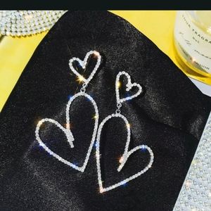 Double Heart Drop Earrings